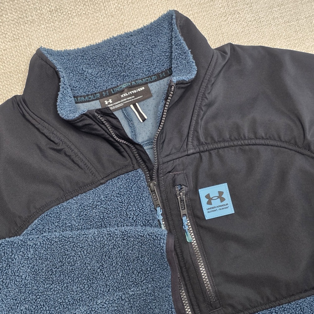 Under Armour Men's XXL Mission Boucle Full-Zip Jacket Blue Fleece Style 1366091